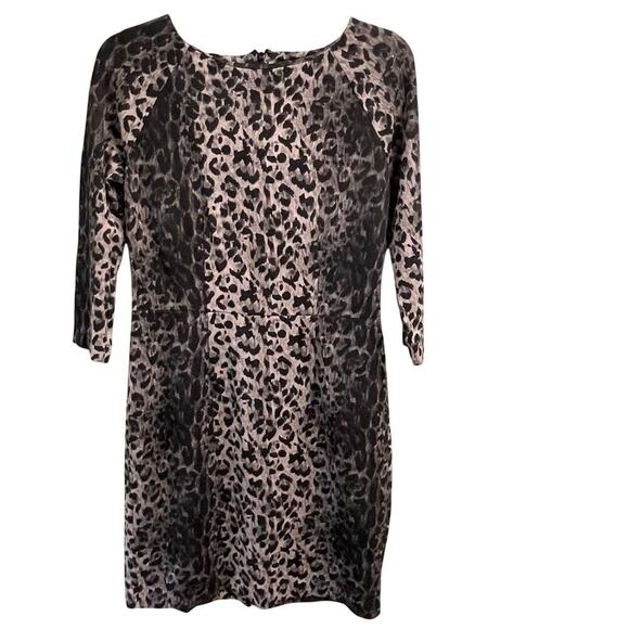 The Limited Size 10 Tall Leopard Print Shift Dress Stretch Career Cocktail - Picture 1 of 4
